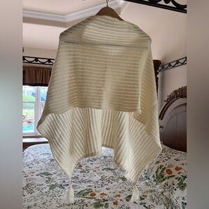 Cream Hand Knit Wool Poncho from Estonia